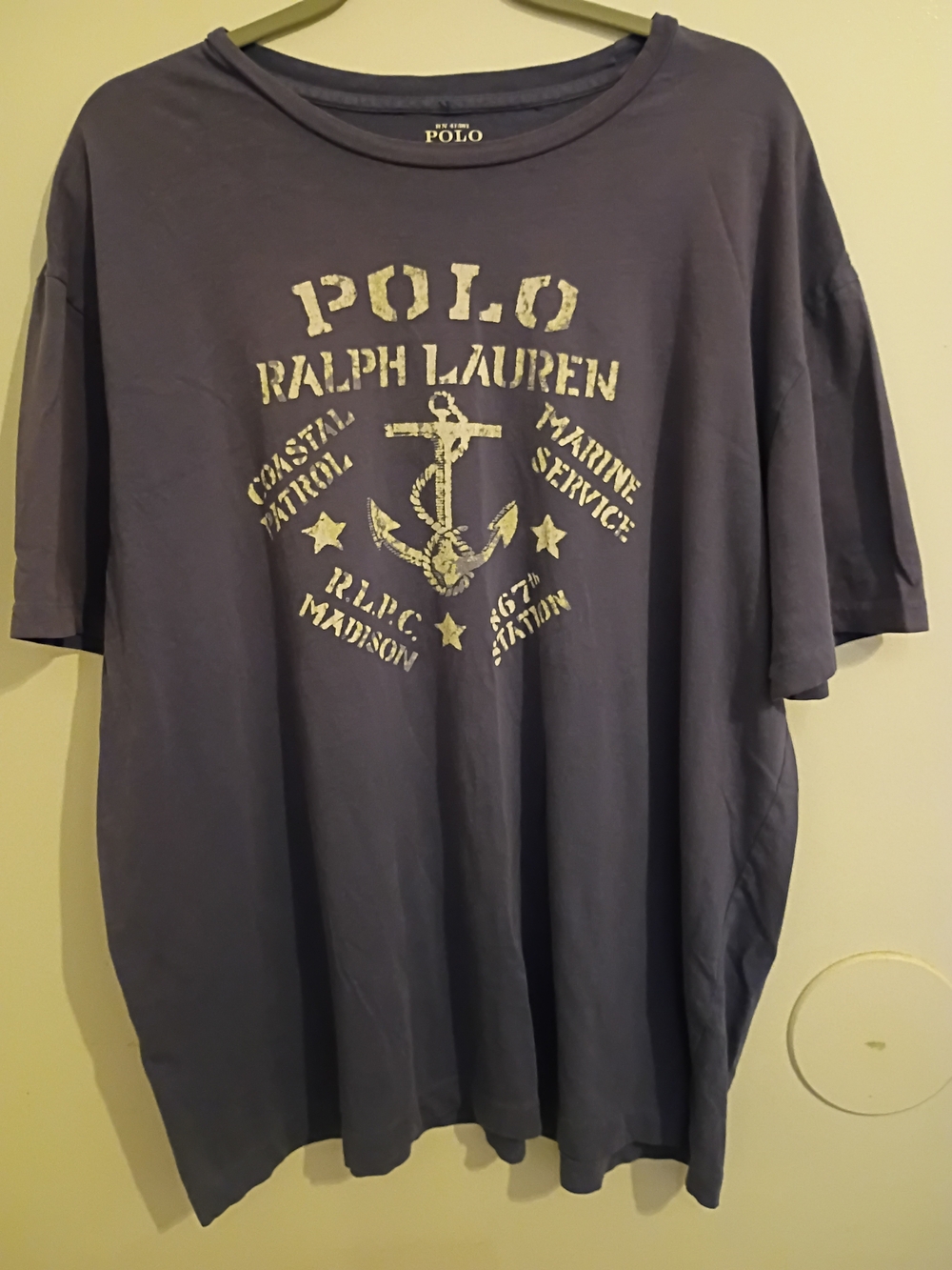 VTG Polo by Ralph Lauren Men's Navy Graphic Tee Y2K Sz XL